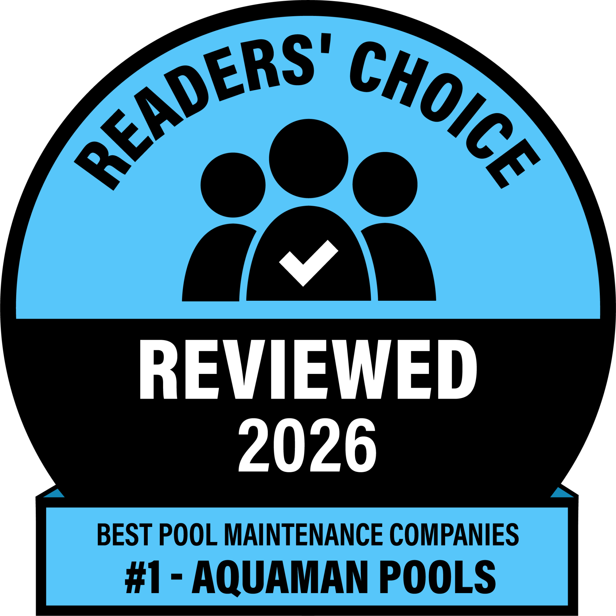 Circular Readers’ Choice badge for 2026, naming Aquaman Pools as the #1 best pool maintenance company.
