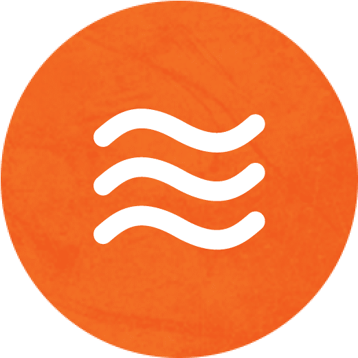 Orange icon with water wave symbol