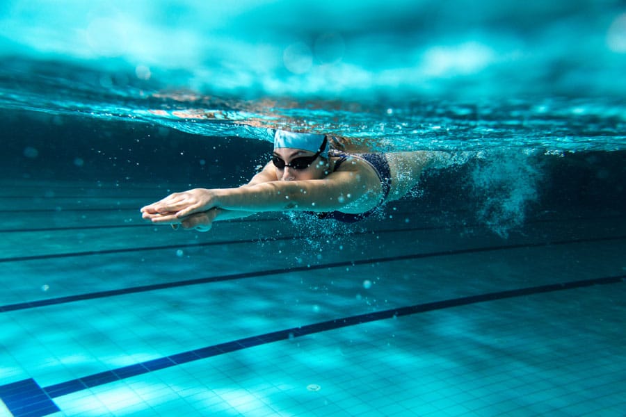 Underwater photograph of swimmer in pool